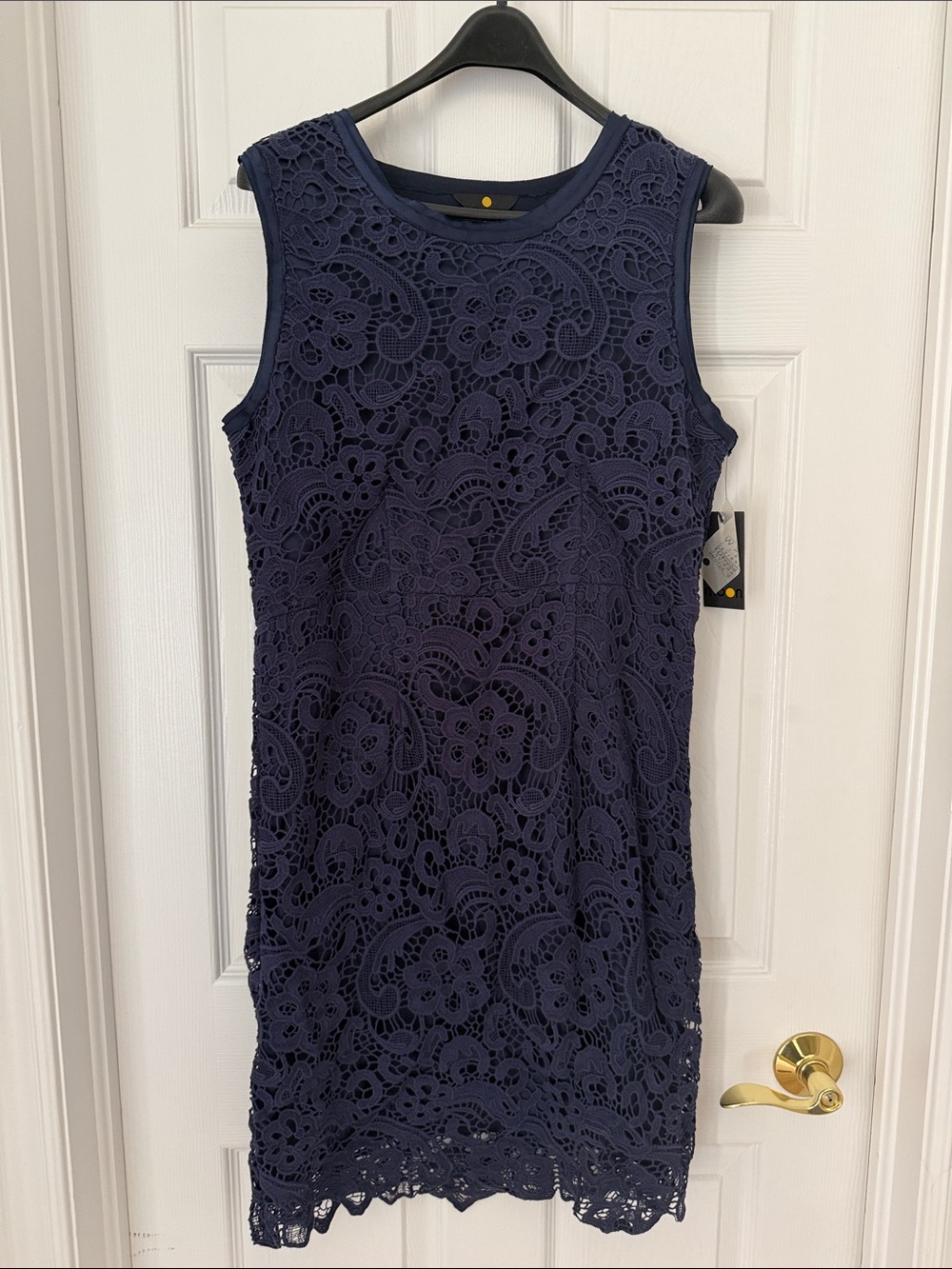 Moon Navy Blue Lace Sleeveless Sheath Dress, Size XL (runs small)